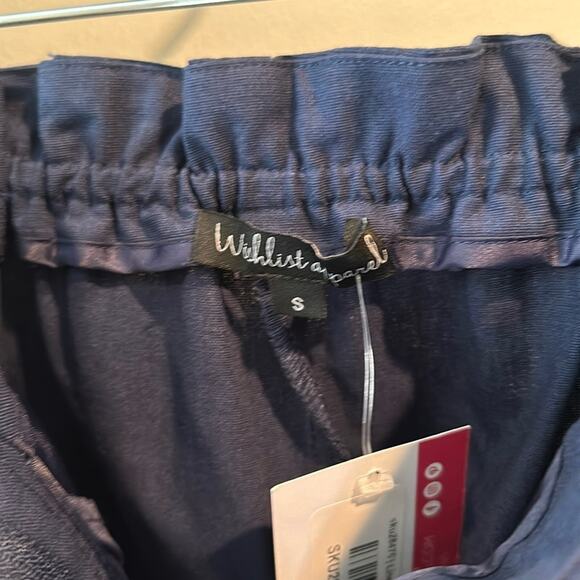 Wishlist Small Navy Blue Pleated Linen Blend Pull On Paper Bag Shorts - Picture 4 of 9